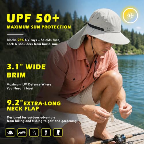 Image of TOP-EX Oversized UPF50+ Sun Hat for Big Heads with Neck Flap & Wide Brim | Waterproof Neck flap &wide brim provide extra sun coverage,while lightweight design keeps big heads comfortable cool all day