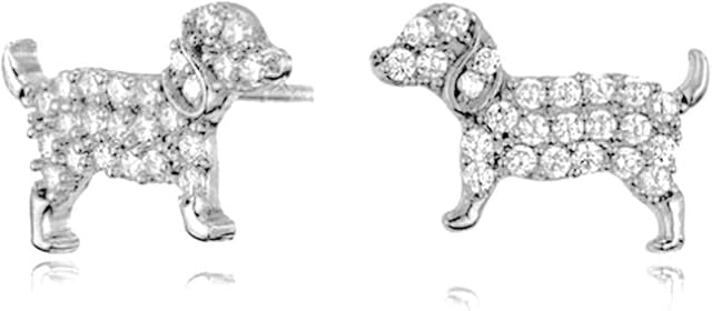 Baobei silver Earrings for women, Sterling Silver Dog stud earrings, crystal earrings, Zirconia cute dog Stud Earrings For Girls friendship birthday gift, jewellery gifts for women, Jewellery Box