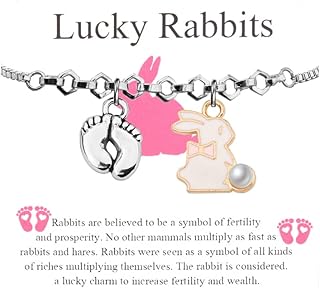 Lucky Rabbits Wish Gift Fertility Rabbit Wish Necklace Pregnant Wish Gift for Infertility Mom Baby Footprint Transfer Day Gifts