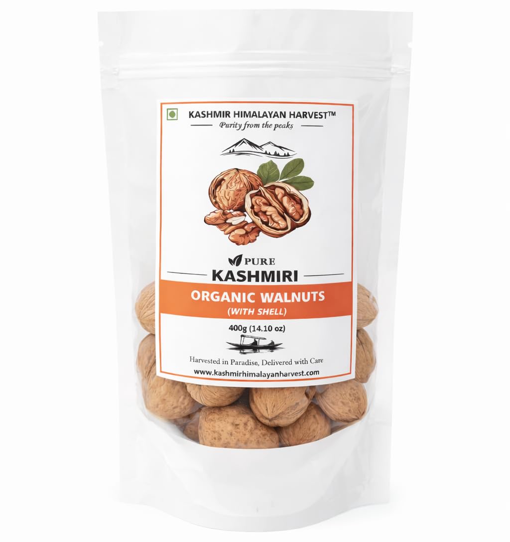 Kashmir Himalayan Harvest Kashmiri Organic Walnuts with Shell-400g (Pack Of 3) Sabut Akhrot | Fresh & Crunchy Walnuts Inshell | 100% Natural | Dry Fruits | Rich In Omega-3 & Antioxidants | Direct From Kashmir-image-18