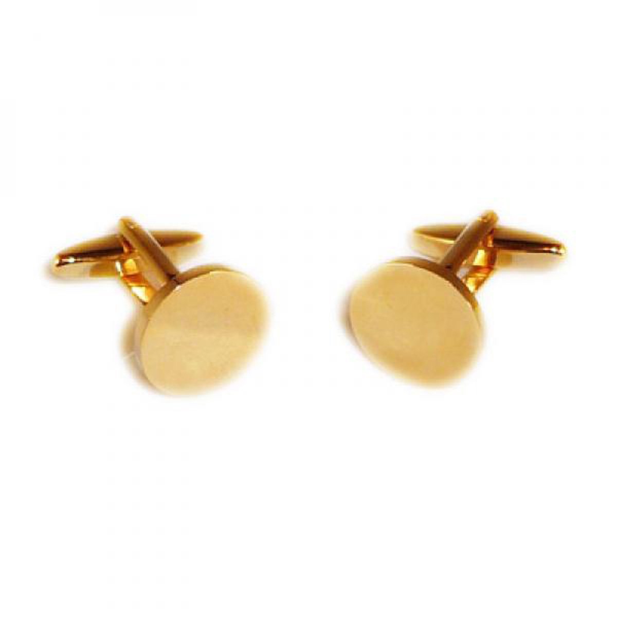 Gtr Gold Plain Round 15Mm Plated Engraveable Cufflinks (X2n9982)