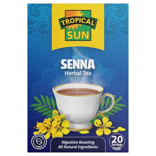 Tropical Sun Senna Tea Bags 20 Count Caffeine Free Herbal Tea Made from 100% Senna Leaves Natural Herbal Infusion Tea Bags for Daily Brewing at Home or Office (Pack Of 1)