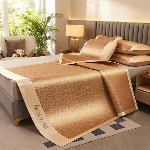 LQZAXSRDR Esterilla de bambú para la Cama de Verano, Almohadilla de colchón enfriamiento Plegable, tapete Transpirable for el hogar y Dormitorio, Varios tamaños(C,150 * 200cm)