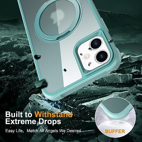 Image of Compatible with iPhone 11 Case with Stand 6.1 inch,Green | Matte Translucent Phone Case for iPhone 11,360 Magnetic Ring Stand,Compatible Mag-Safe,Military Grade Protection