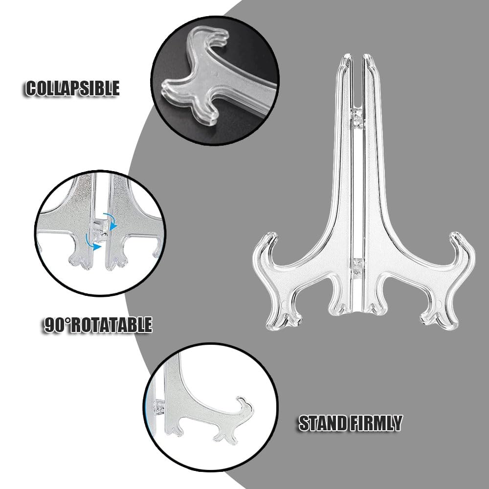 15PCS Folding Plate Holder Acrylic Decorative Plate Stand, 3'', 5''and 7'' Transparent Holders Fold Display Stand - Image 3