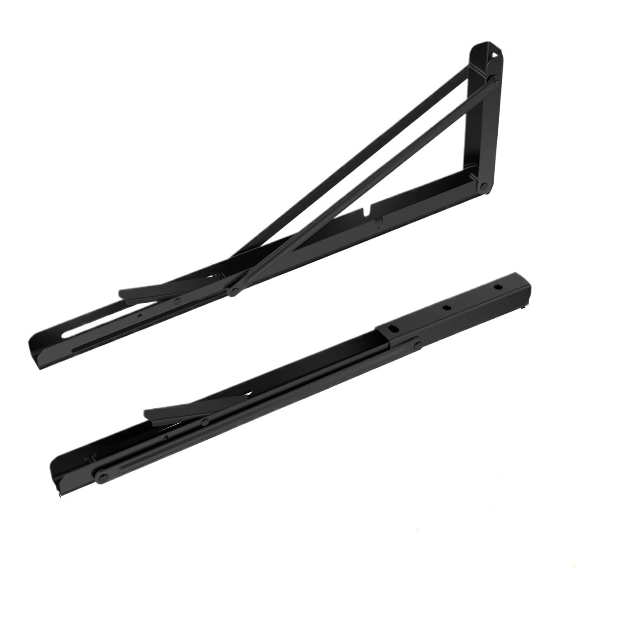 Linypa66 Black Folding Shelf Brackets 2Pcs Folding Shelf Brackets Stainless Steel Collapsible Triangle Bracket Diy Wall Mounted Table Hinge With Screws(Black)