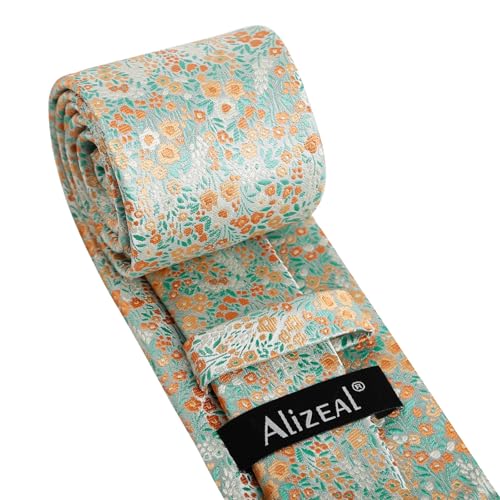 Image of Alizeal Mens 3.15inches Floral Tie with Flower Printed Handkerchief Colorful Tie Set