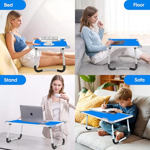 Image of YAJNAS Multipurpose Whiteboard & Laptop Table | Portable Study & Lap Desk for Bed with Laptop Support | Foldable Lap Bed Table, Ideal for Home & Office Presentation - (15 x 23, Blue)