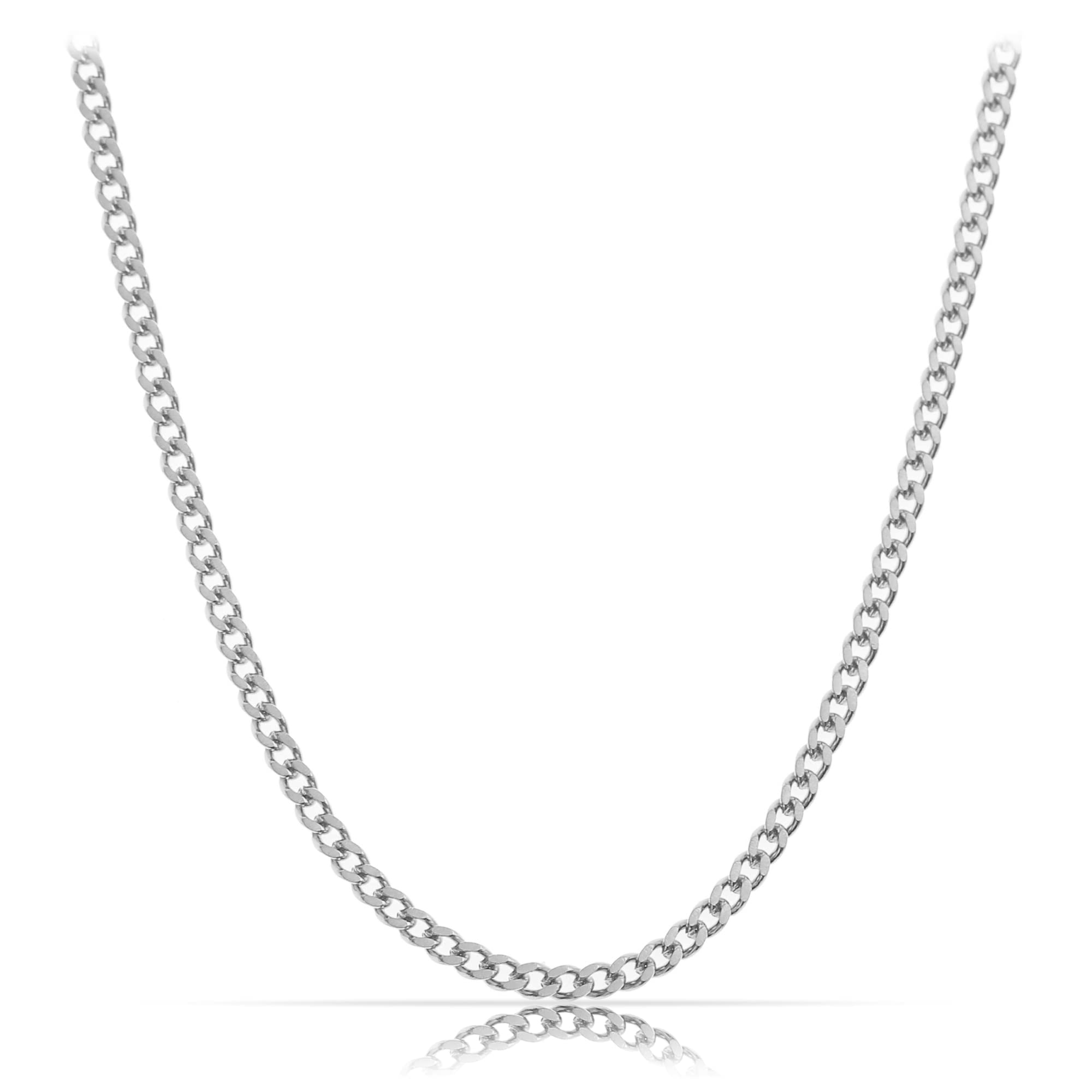 Made by Nami Made by Nami Collar de Acero Inoxidable para Hombres Collar Maciza de 60cm. Cadena Reforzada Hecha a Mano. Regalo para Él. Joyería para Hombres (Plata 2mm)