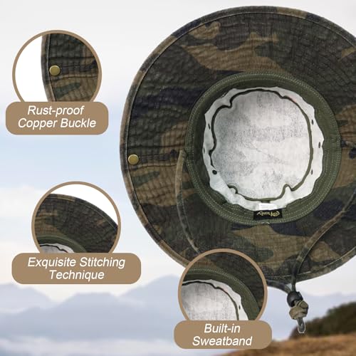Image of Bucket Hat Wide Brim UV Protection Sun Hat Boonie Hats Fishing Hiking Safari Outdoor Hats for Men and Women