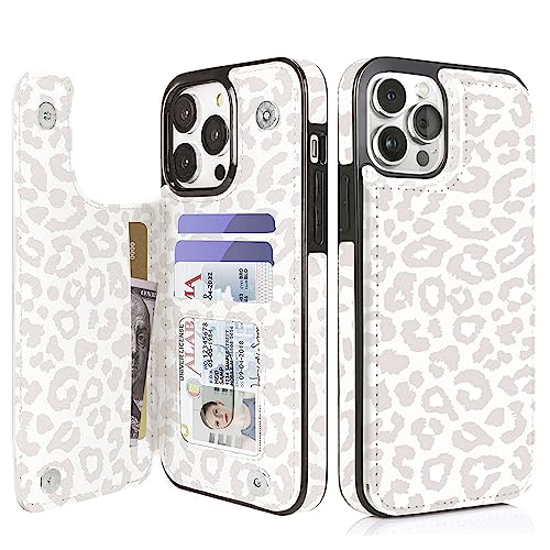 Image of uCOLOR Compatible with iPhone 13 Pro Max 6.7 inch Wallet Case with Card Holder Slot Folio Flip PU Leather Kickstand Double Magnetic Clasp and RFID Blocking Design Cover 13PM 6.7 Inch (Leopard)