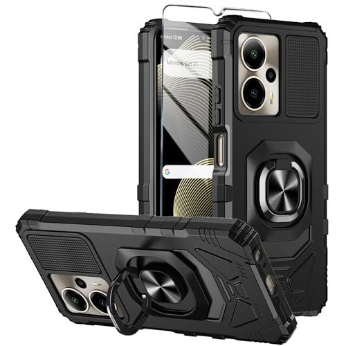 Mocotto for Cricket Outlast 5G 2024 Phone Case AT&T Motivate Pro 5G Case with Tempered Glass Screen Protector Military Grade Heavy Duty Shockproof Protective Cover with Ring Kickstand (Black)