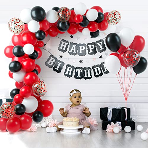Image of TUPARKA 12 inches Black Red Confetti Balloons Kit 60 Pack Red Black and White Party Balloon for Birthday Graduation Baby Shower Wedding Anniversary Party Supplies