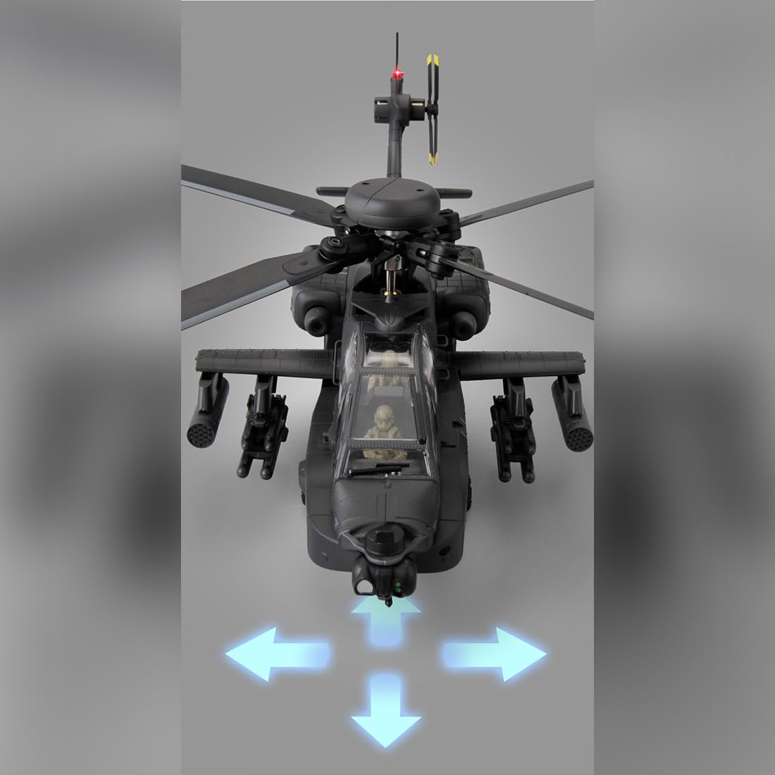 C170 Ferngesteuerter Hubschrauber, 2.4G 1/48 AH-64D 6-Kanal RC Helikopter mit Gyro, Altitude Hold, Optical Flow Positioning, Umgekehrter Richtung, RC Flugzeuge für Erwachsene 16+ RTF