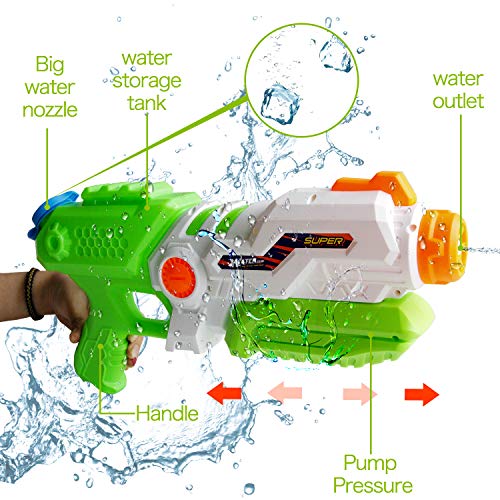 ToyerBee Water Gun for Kids, 2 Pack Squirt Guns 1200CC High Capacity &30-35 Feet Shooting Range, Water Toys for Kid&Adult