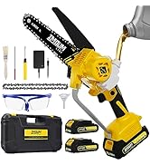 Mini Chainsaw Cordless 6'' with 2×21V Battery, IMOUMLIVE Brushless Powerful Electric Small Hand P...