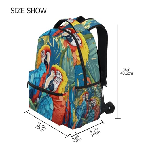 Macaw Pattern Backpack Laptop Backpack Casual Daypack with Name Tag for Men Women, Fits 15.6" Laptop4