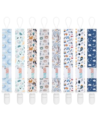 Image of ALVABABY Pacifier Clips 8 Pack Pacifier Binky Paci Holder Leashes for Baby Teethers 8DP18A
