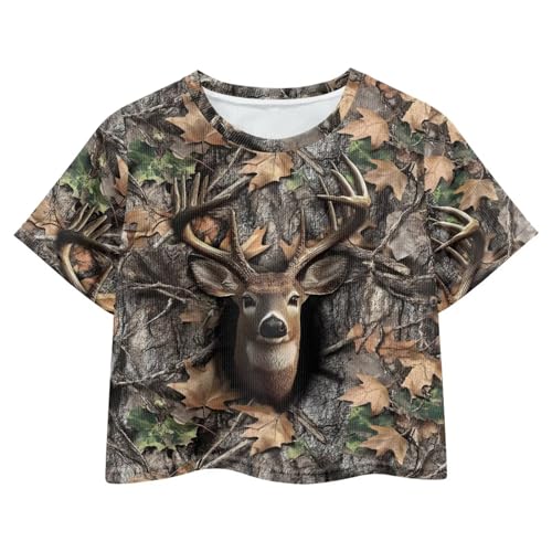 Image of Kids Crop Top Short Sleeve T-Shirts for Girls Size 5-14