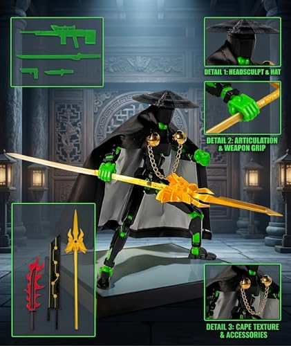 Image of 3D Printed Action Figure with Weapons and Hand Shapes, Dummy 13 Action Figure, Multi-Jointed Movable Collectible Toy for Adults and Kids, Stress Relief Fidget Figure for Collectors Gamers Hobbyists