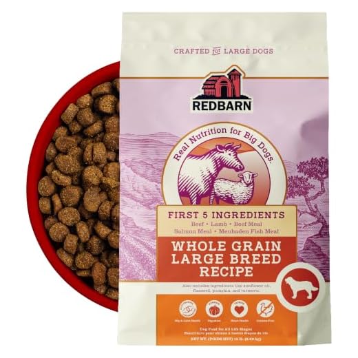 Redbarn Whole Grain Large Breed Dog Food Kibble - Beef & Lamb Recipe - Made in USA No Chicken Recipe with Functional Ingredients to Support Healthy Heart, Joints, Digestion, Skin & Coat - 15lb