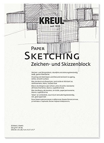 KREUL 69002 - Paper Sketching Drawing and Sketching Pad - 20 A4 sheets, White