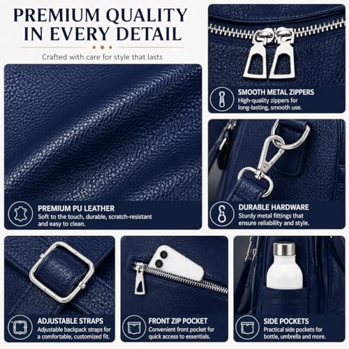 Image of Leather Backpack for Women | Large Capacity | College and Office use | PU Leather | shoulder bag for Ladies,