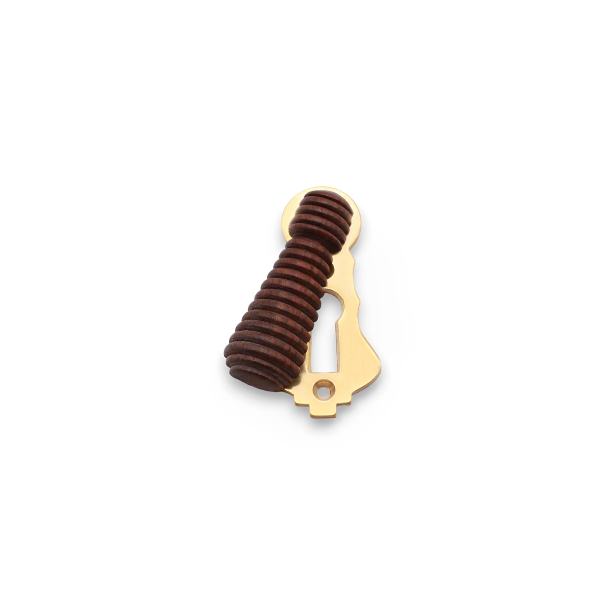 Infinity Decor Solid Brass Lady Beehive Design Rosewood Escutcheon Door Keyhole Cover Plate – Ideal for Front Exterior Doors (Aged Brass)