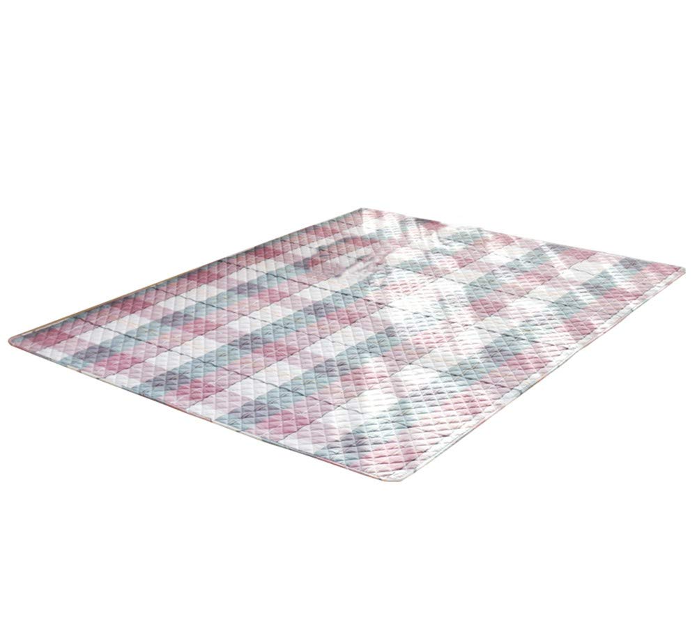 Tapis de sol rayé en coton lavé 150x190cm rectangulaire et doux