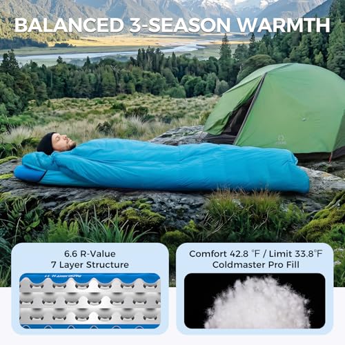 Image of ATEPA Down Sleeping Bag for Adults, Recycled Ultralight 35F 40F 45F 50F 650FP / 700FP 3 Season Compact Sleeping Bags with Compression Sack for Backpacking Camping Hiking, Can Be Attached to Pad