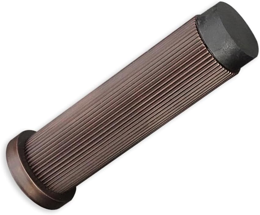 Infinity Decor Ribbed Design Aged Bronze Wall Mounted Door Stop for Skirting Door Stopper with Rubber Bumper Tip in Aged Bronze Finish for Wall/Furniture Protection 75mm