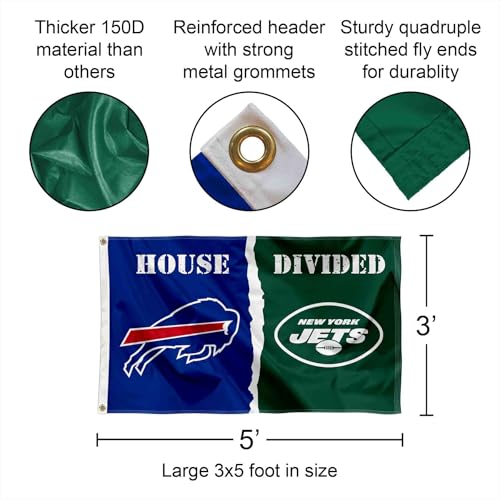 Bannière à compartiments Bills et Jets WinCraft de qualité supérieure