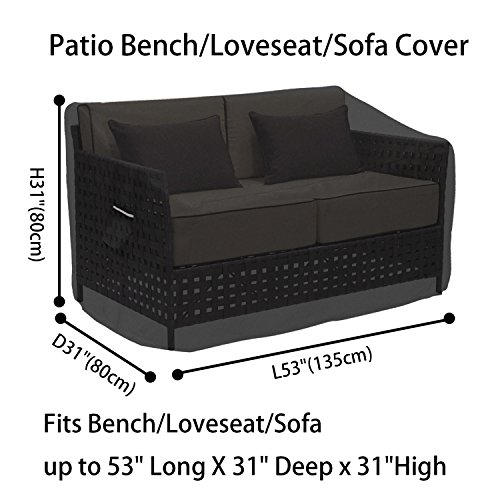 Patio Outdoor Sofa Covers Waterproof Black Loveseat Covers,Lawn Bench Covers Stackable Heavy Duty Outside Couch Covers Patio Furniture Covers,Outdoor Lounge Seat Covers Water Resistant,Black #TOP1