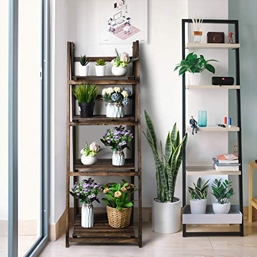 Amoy Indoor Plant Stand - Plant Shelf Outdoor Clearance for Multiple Plants 4 Tier Foldable Corner Rustic Wood Free Installation Display for Living Room Patio Garden Balcony - Thumbnail 7