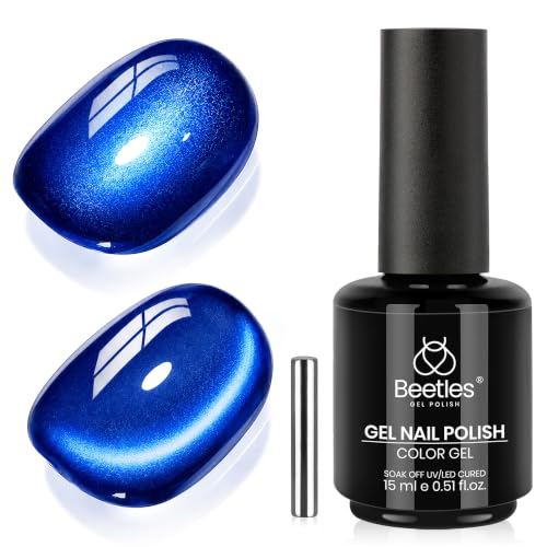 beetles Gel Polish Navy Blue Cat Eye Gel Nail Polish, 15ML Fall Gel Polish