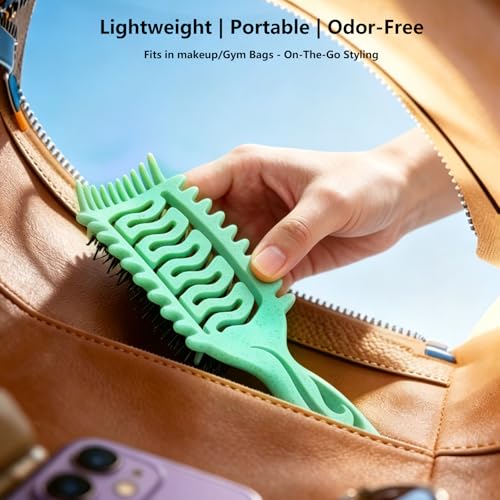 Image of Curly Hair Brush Set: Curl Defining Styling Detangler Tool With Bonnet for Wet & Dry Hair Anti-Frizz Volume & Definition Night Hair Care for Women (Green)