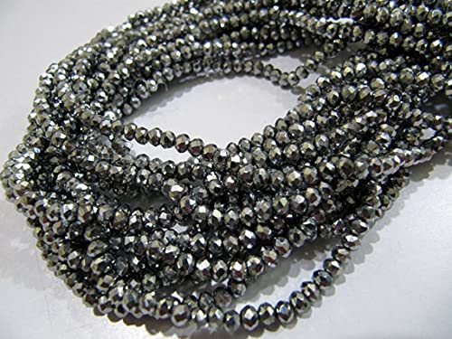 LKBEADS Srebrny piryt kolor rondelle fasetowane koraliki / 150 koralików na sznurek / rozmiar 3 mm / powlekane srebrem kryształowe hydro kwarc koraliki