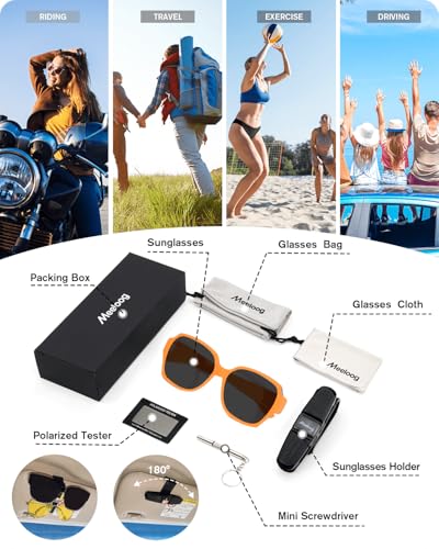 Meeloog Polarized Fit Over Glasses Sunglasses, Square Lightweight Wrap Around Shades For Women Oversized Sunglasses MST21163