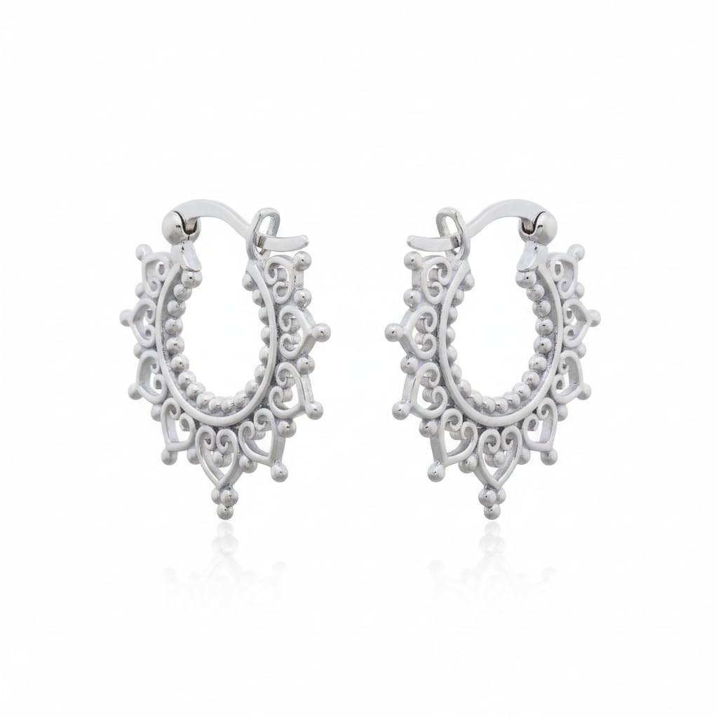 Orecchini Argento Donna Vintage Cuori Boho
