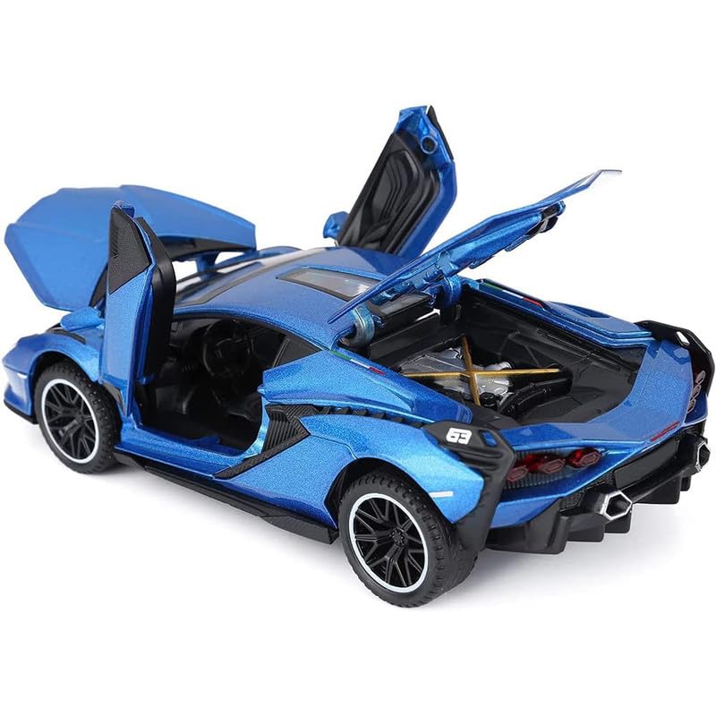 Image of PINQUE Kids New Car 1:24 Sian Diecast Alloy Metal Pull Back Car with Openable Doors Music Sound and Light Vehicle Toy Car for Boys (Multicolor)