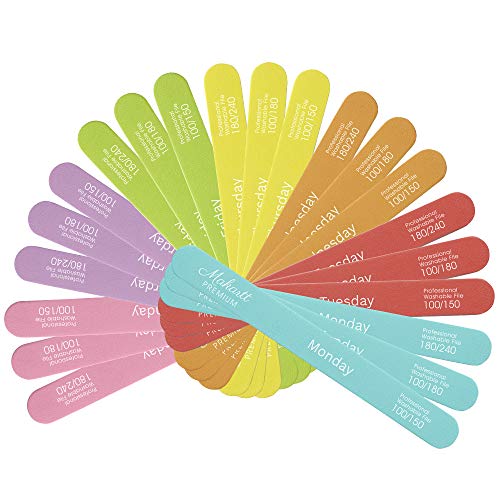 Makartt 21pcs Pastel Nail Files Set 100 150 180 240 Grit for Poly Nail Extension Gel Emery Boards for Nails Doubled Sides Washable Colorful Manicure Files