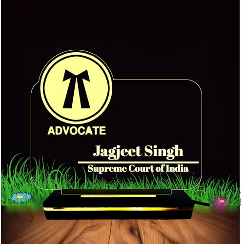 Image of PRINTKART Advocate Name and Designation, Personalised LED Advocate Name Gifts, 3D Illusion Lamp Gift for Advocate, Laser Cut, (Material:- Acrylic Transparent, (Size:- 6 x 4 Inches) (Advocate-1)