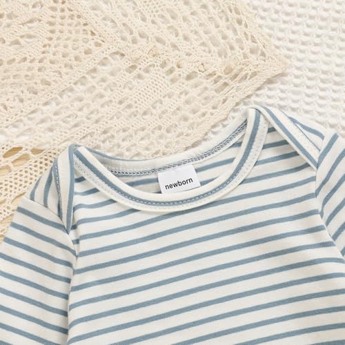 Viworld Newborn Baby Boy Clothes Mama's Boy Overalls Striped Long Sleeve Romper Hat 3Pcs Fall Winter Outfits4