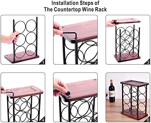 Soporte para botellas de vino de mesa 3 niveles 6 botellas miniatura 6