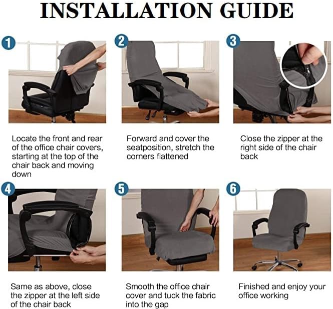 Miniatura 5 de Funda de terciopelo para silla de oficina con fundas para brazos, fundas elásticas para sillas de escritorio de computadora, fundas universales para