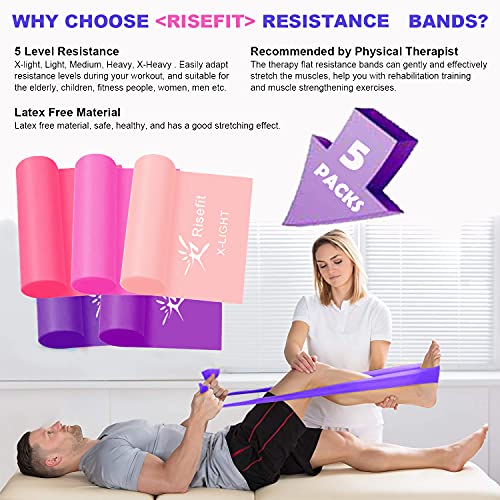Resistance-Bands-Set-Exercise-Stretch-Bands-Set-of-5-15M-Therapy-Tension-Band-Fitness-Bands-Elastic-Bands-for-Stretching-Pilates-Yoga-Working-Out-Exercise