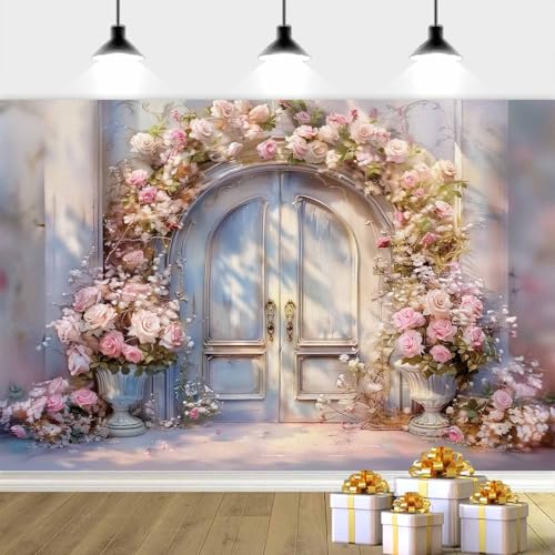 Fondo fotográfico rosa 8x6ft con diseño floral miniatura 6