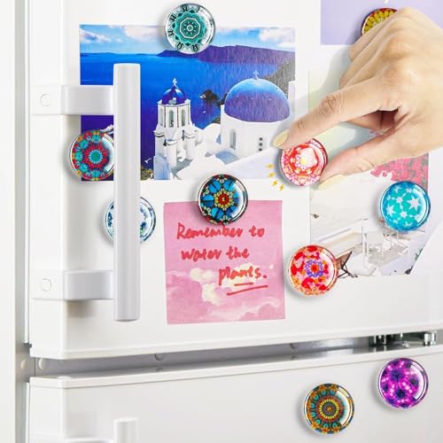 Image of Colorfull Fridge Magnets Marble Texture Crystal Refrigerator Glass Magnet Decorative Fridge Strong Small Cute Colorful Magnet for Kitchen Office Whiteboards Cabinets Photos Party (Design 3)