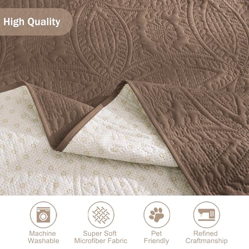 Image of Toffee Quilted Recliner Covers, Camel Large Recliner Chair Covers, Lazy Boy Chair Covers, Pet Friendly Recliner Slipcover for Dogs, Washable Furniture Protector (Recliner 30 inch, Raw Umber)