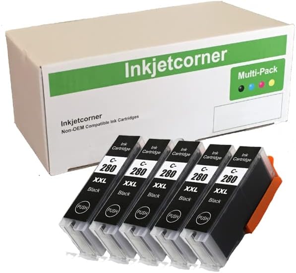 Inkjetcorner Cartucho de tinta de repuesto compatible para PGI-280XXL PGI 280 XXL BK para uso con TR8620A TR8622 TR8520 TS6320 TS8320 TR7520 TS702